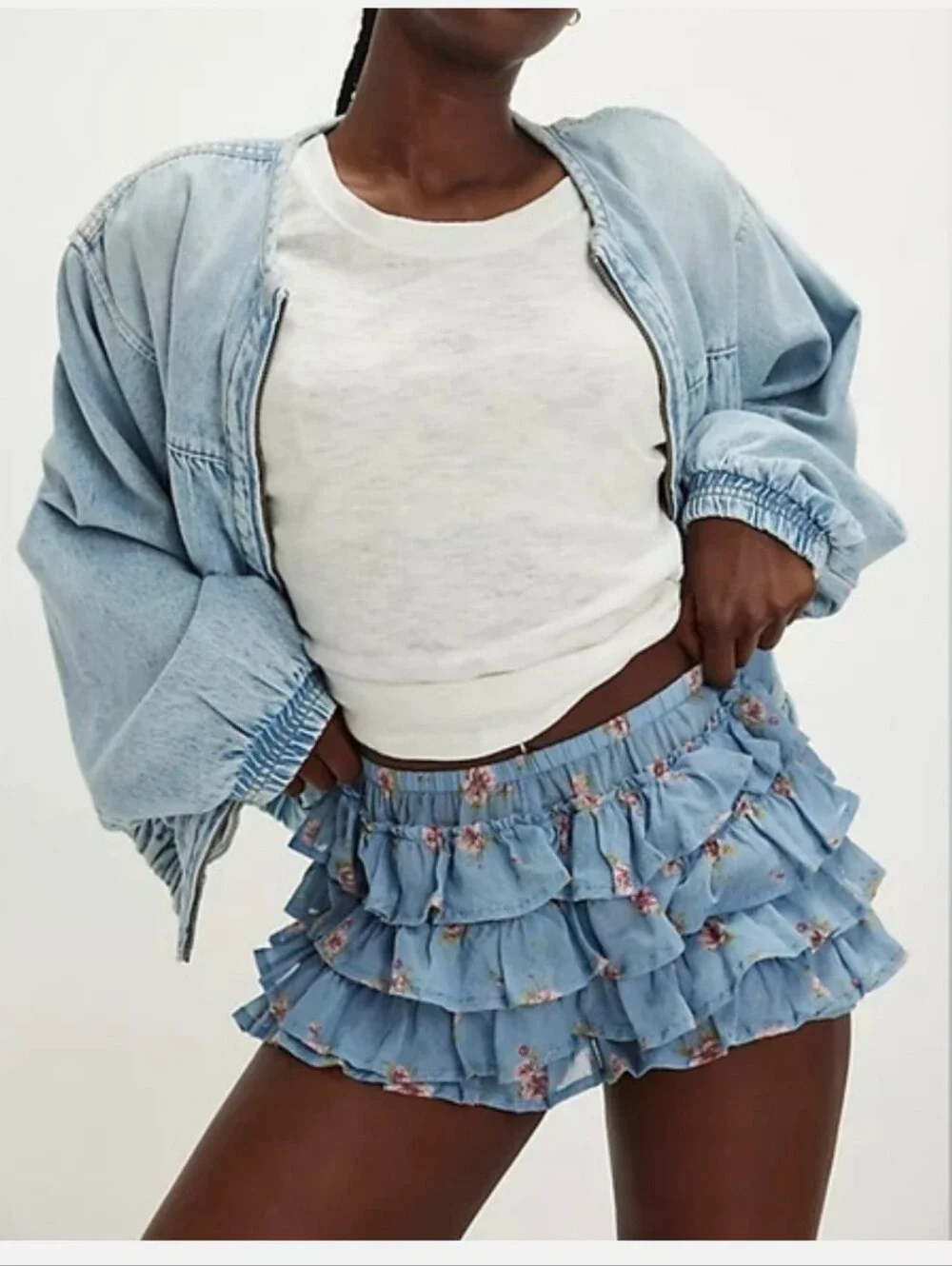 Ruffle Up Bloomer Shorts Blue